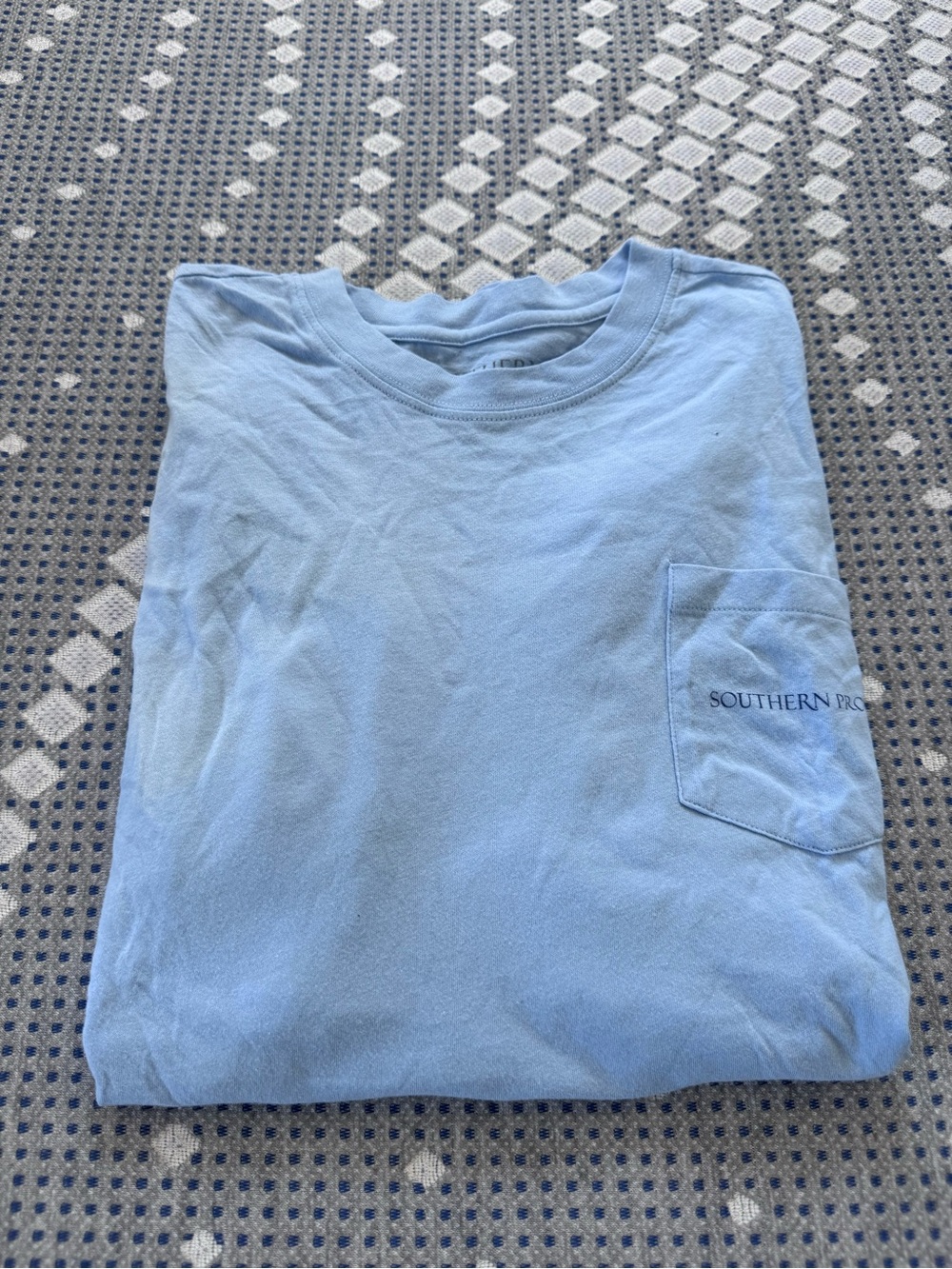 Southern Proper Light Blue Tee with Magnolia and Red Banner